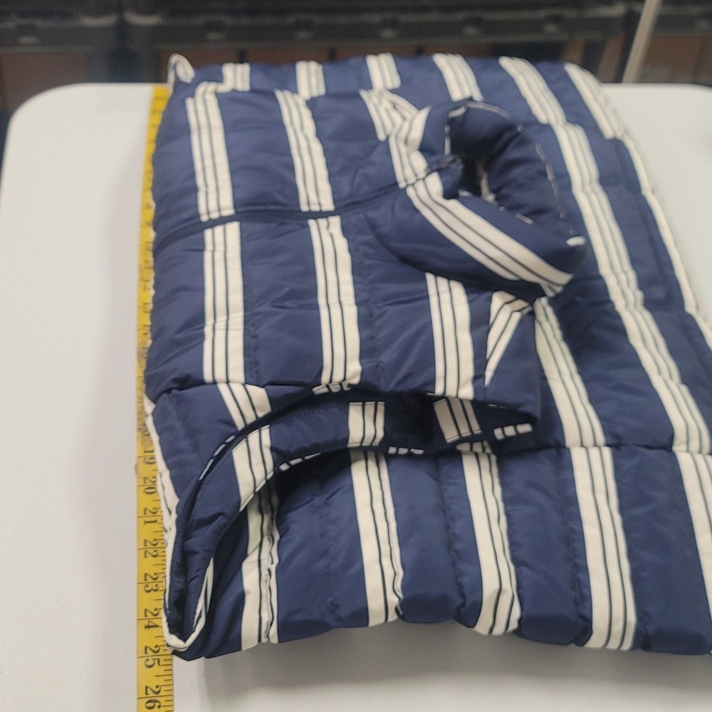 Lands End Womens Down Puffer Vest Size 1X Striped Blue Full Zip Outdoor Nautical - Picture 6 of 9